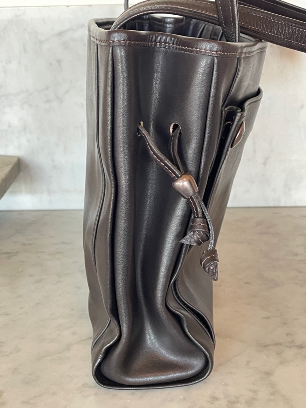 LONGCHAMP Galatee Chocolate Brown Leather Shoulder Bag - Picture 10 of 16